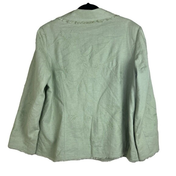 Carole Little Vintage Womens Size 1X Embroidered Jacket with Fringe Detail Sage - Picture 2 of 13